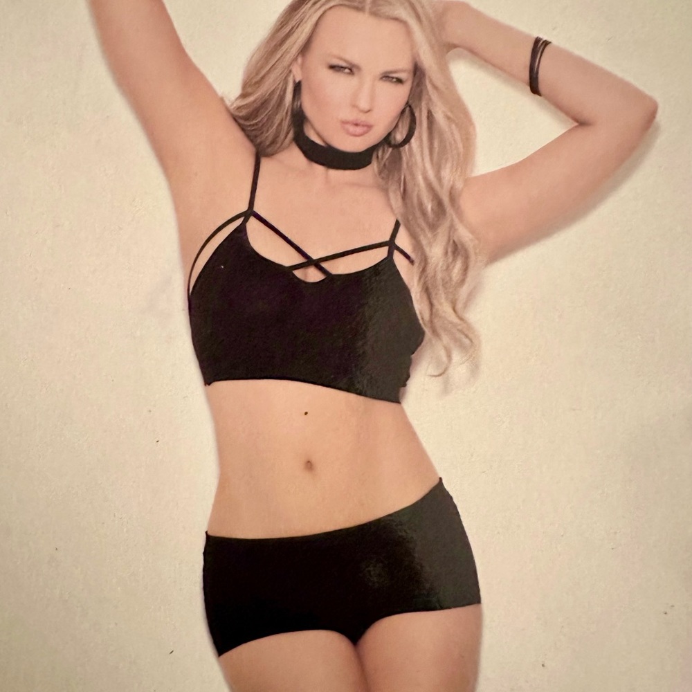 Bralette & Booty Shorts Set w/ Be Mine Printed on the Back